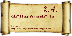 Kállay Annamária névjegykártya